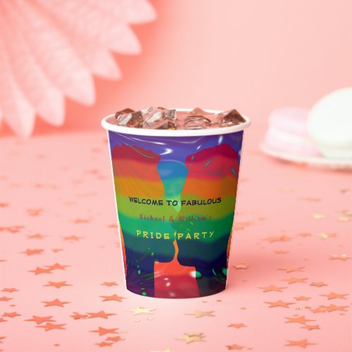 Pride Rainbow Flag Party With Names Paper Cups