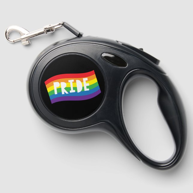 Pride Rainbow Flag Retractable Pet Leash (Front)