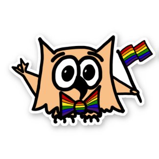 Pride Rainbow Flag with Ollie the Owl Sticker