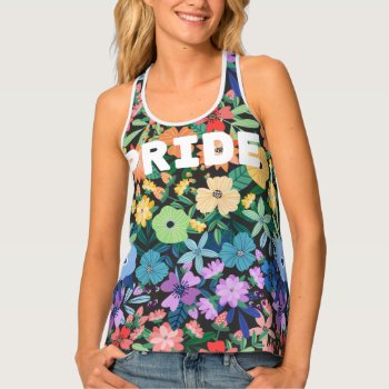 Pride Rainbow Floral Pattern Tank Top by Paperpaperpaper at Zazzle