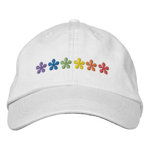 Pride rainbow flowers embroidered baseball cap