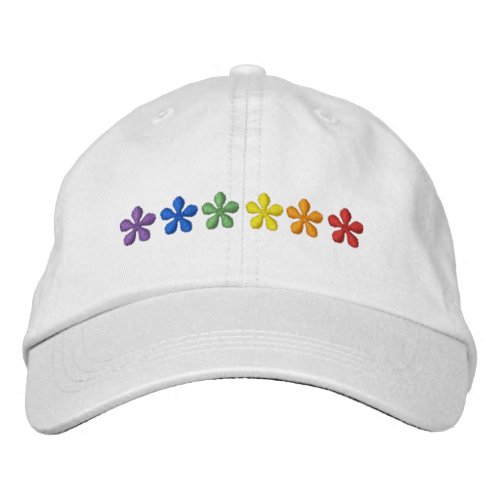 Pride rainbow flowers embroidered baseball cap