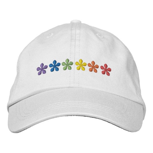 Pride rainbow flowers embroidered baseball cap (Front)