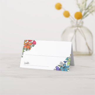 Pride Rainbow Flowers LGBT Wedding Place Card
