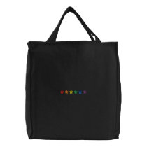 Pride rainbow flowers lgbtq cute modern embroidered tote bag