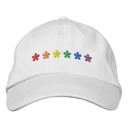 Pride rainbow flowers lgbtq gay flag cute embroidered baseball cap