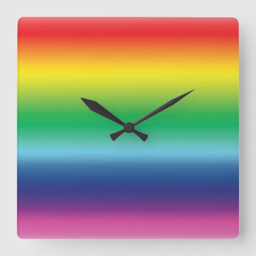 Pride rainbow gay flag colors lgbt lgbtq square wall clock