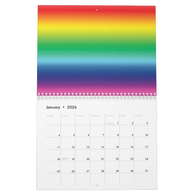 Pride rainbow gradient colors gay lgbt flag cool calendar (Jan 2026)