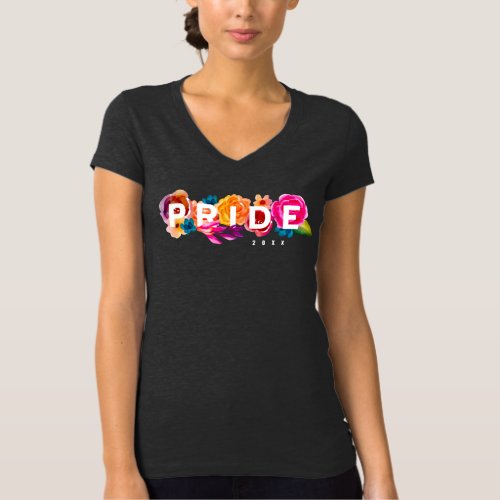 Pride Rainbow Gradient Floral Graphic Custom Year T_Shirt