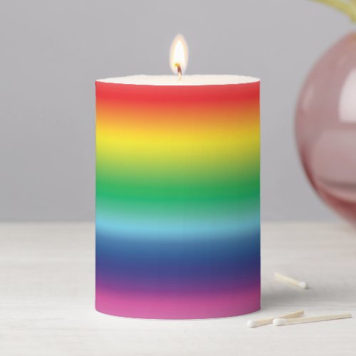 Pride rainbow gradient ombre colors pattern LGBTQ Pillar Candle