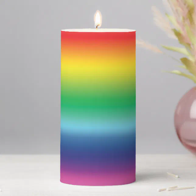 Pride rainbow gradient ombre colors pattern modern pillar candle | Zazzle