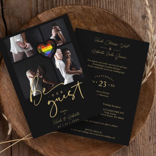 Pride Rainbow Heart 4 Photos Collage Invitation (Creator Uploaded)