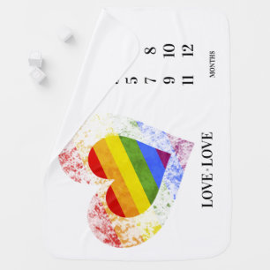 Pride Rainbow Heart Baby Growth Tracker Blanket