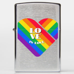 Pride Rainbow Heart Button Zippo Lighter