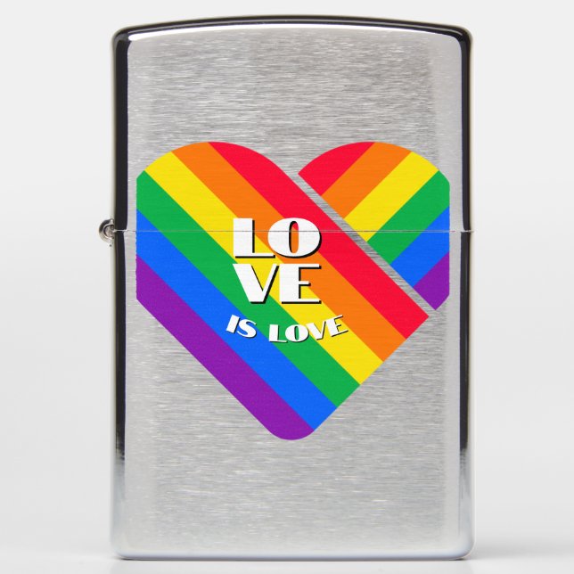 Pride Rainbow Heart  Button Zippo Lighter (Front)