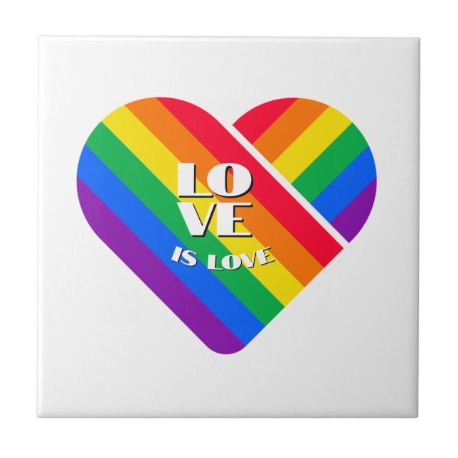 Pride Rainbow Heart   Ceramic Tile (Front)