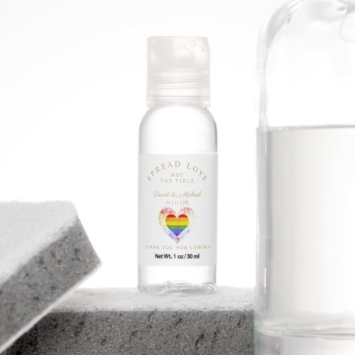 Pride Rainbow Heart Lesbian Wedding Travel Bottle Hand Sanitizer
