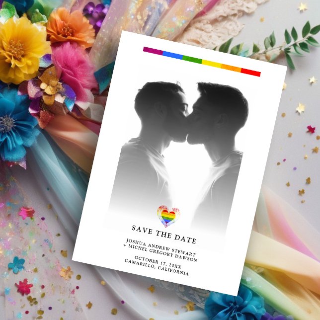 Pride Rainbow Heart LGBT Gay Wedding Simple Photo (Creator Uploaded)