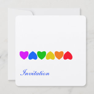 Pride Rainbow Heart Line Invitation