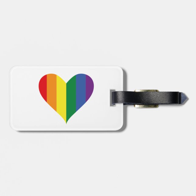 Pride Rainbow Heart Luggage Tag (Back Horizontal)