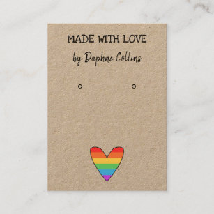 Pride Rainbow Heart Made With Love Earring Display Business Card