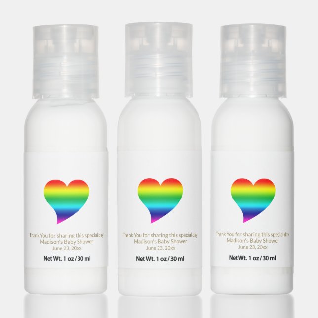 Pride rainbow heart neutral baby shower favors hand lotion (Set)