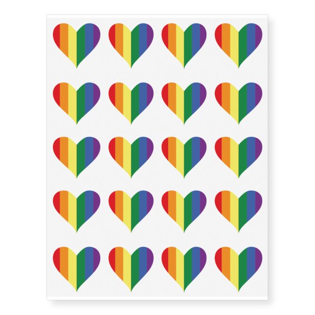 Pride Rainbow Heart Temporary Tattoos (Front)