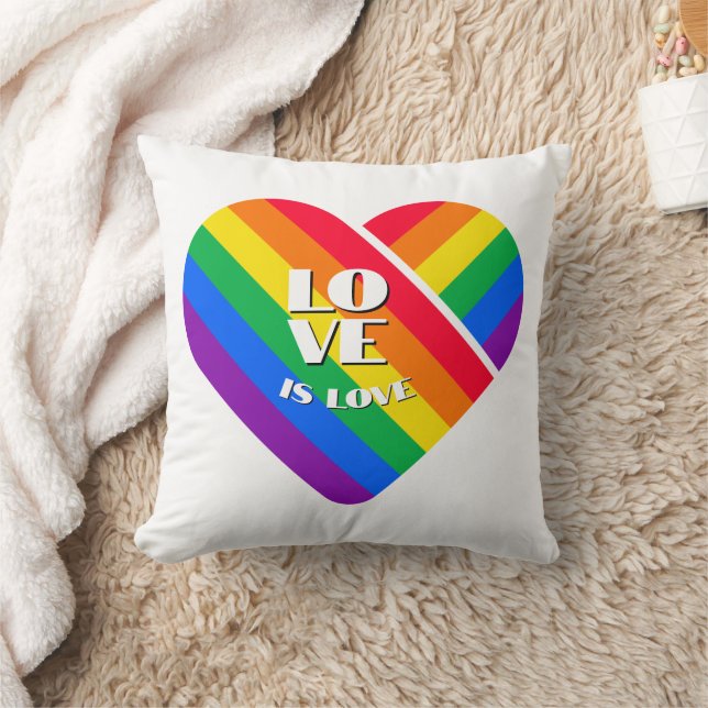 Pride Rainbow Heart   Throw Pillow (Blanket)