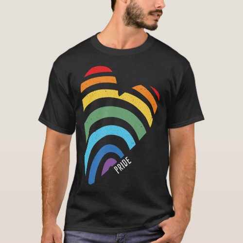 Pride rainbow heart vintage gay pride lesbian prid T_Shirt
