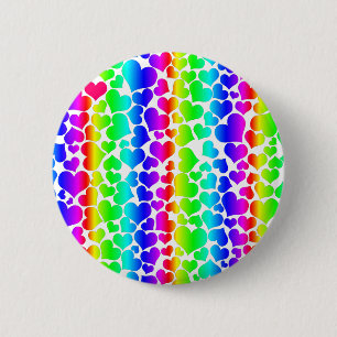 pride rainbow hearts button