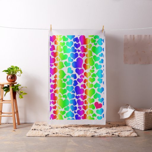 pride rainbow hearts fabric