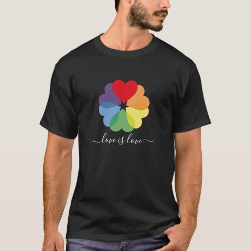 Pride Rainbow Hearts Love is love T_Shirt