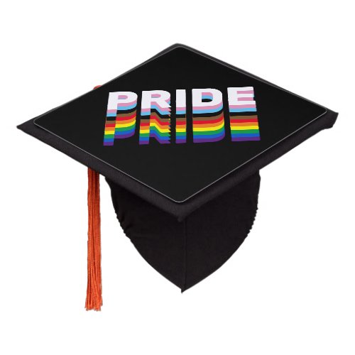 Pride rainbow inclusive diversity lgbtq typography graduation cap topper
