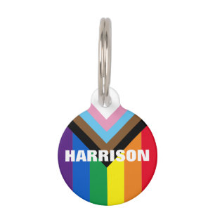 Pride rainbow Inclusive Lgbtq gay flag dog cat Pet ID Tag