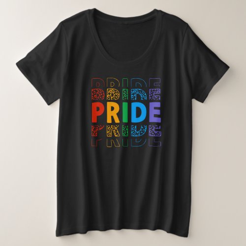 Pride Rainbow Leopard Print Plus Size T_Shirt