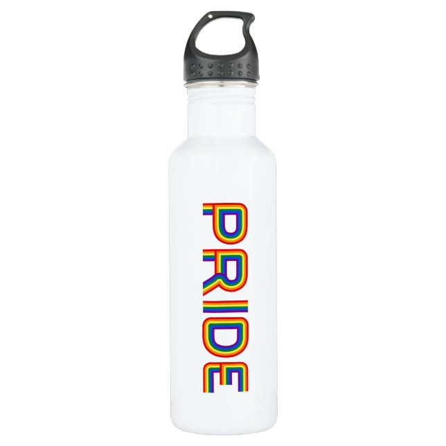 Pride | Rainbow Letters Stainless Steel Water Bottle (Front)