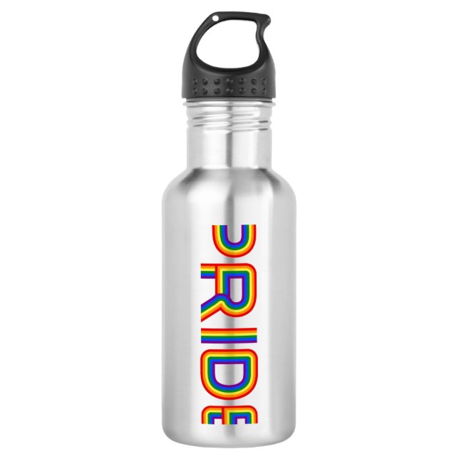 Pride | Rainbow Letters Stainless Steel Water Bottle (Front)