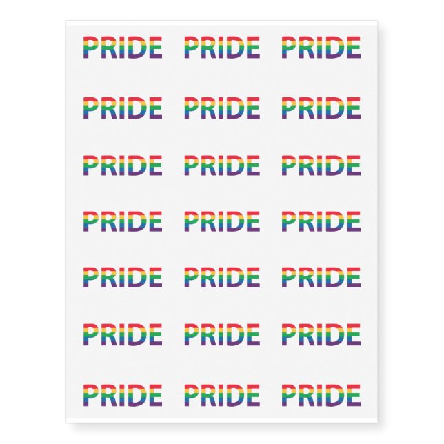 Pride Rainbow Letters Word Temporary Tattoos (Front)