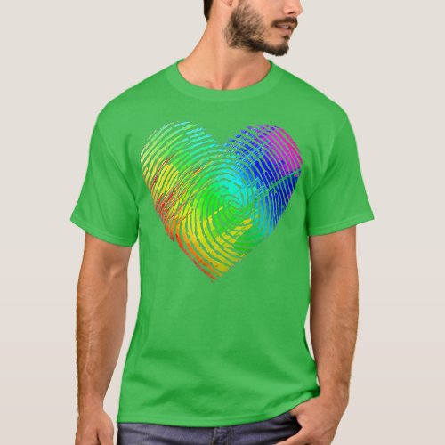 Pride Rainbow LGBT Flag Fingerprint Love Heart Pro T_Shirt