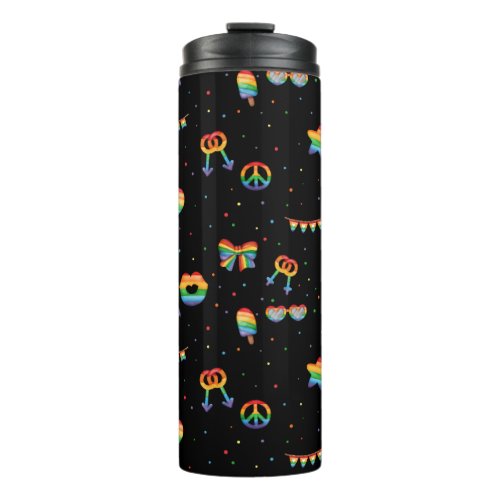 Pride Rainbow LGBT Gay Queer One Love Pattern Ther Thermal Tumbler