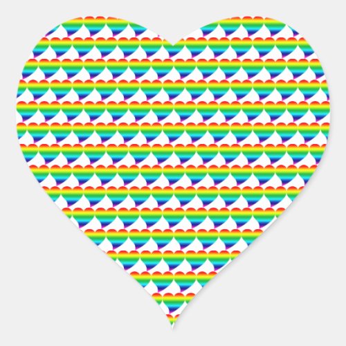 Pride rainbow lgbt hearts pattern white background heart sticker