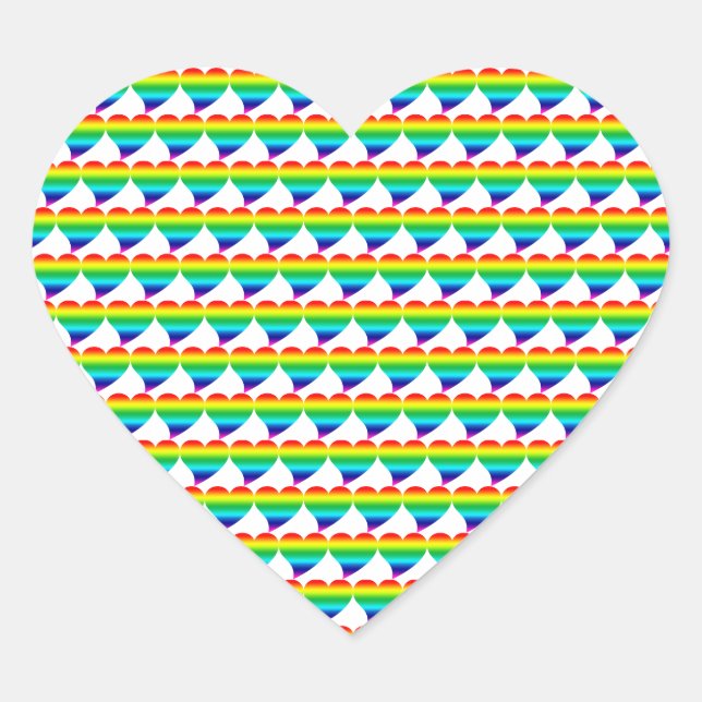 Pride rainbow lgbt hearts pattern white background heart sticker (Front)