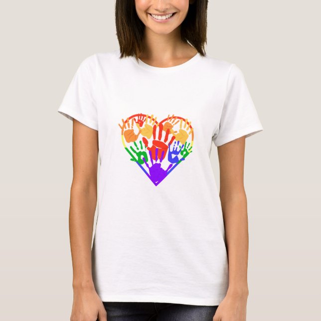 Pride Rainbow LGBTQ+ colorful Heart T-Shirt (Front)
