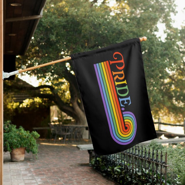 Pride Rainbow LGBTQ Heart Wedding House Flag (In SItu)