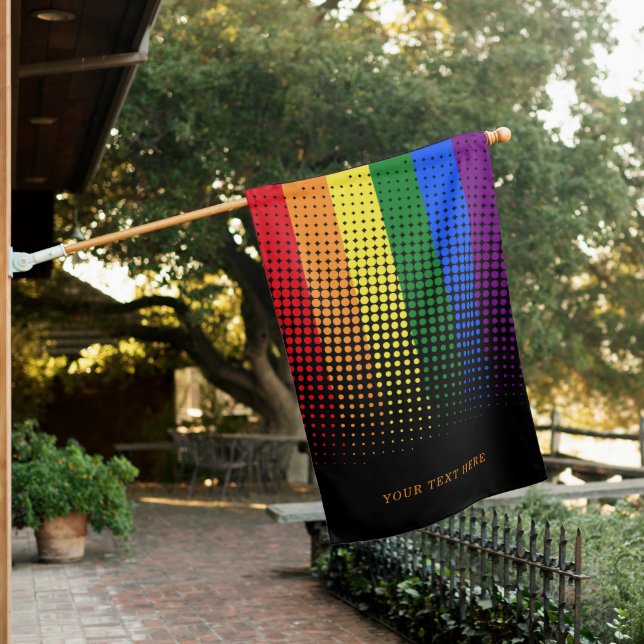 Pride Rainbow LGBTQ Heart Wedding House Flag (In SItu)