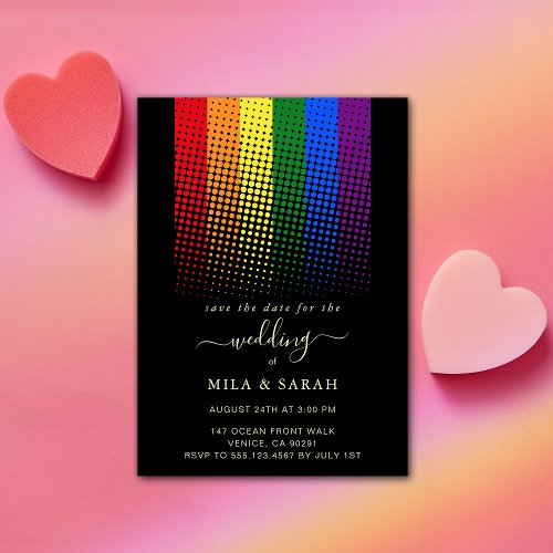 Pride Rainbow LGBTQ Heart Wedding Invitation