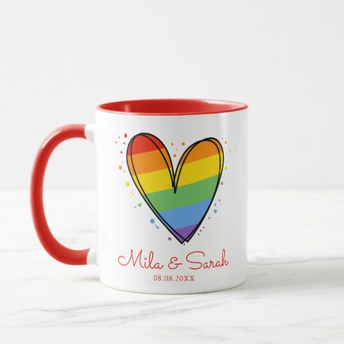 Pride Rainbow LGBTQ Heart Wedding Mug