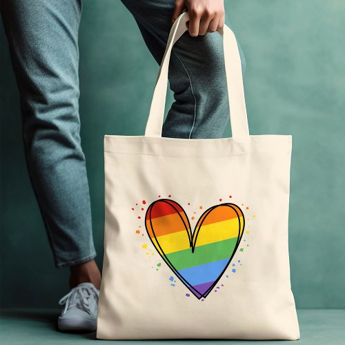 Pride Rainbow LGBTQ Heart Wedding Tote Bag