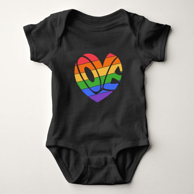 Pride Rainbow LGBTQ I Love My Dads Baby Bodysuit (Front)