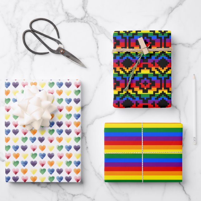 Pride Rainbow LGBTQ Wrapping Paper Sheets (Front)